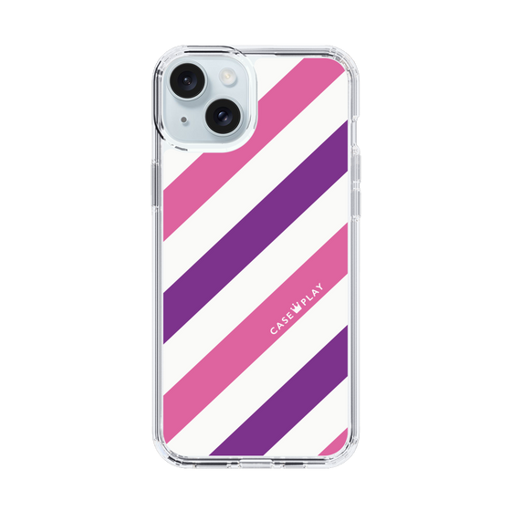 スリムプロテクションケース［ Big Stripe - Purple × Pink ］