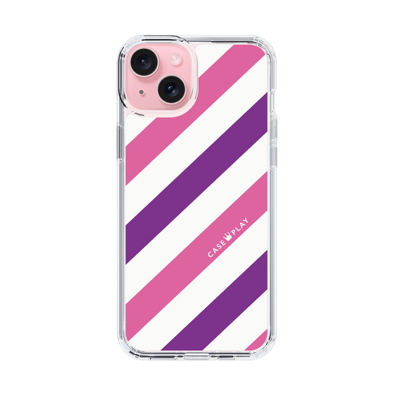 スリムプロテクションケース［ Big Stripe - Purple × Pink ］