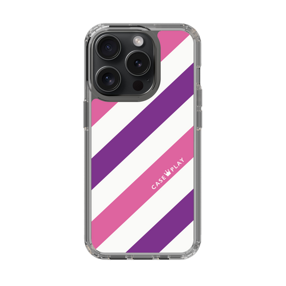 スリムプロテクションケース［ Big Stripe - Purple × Pink ］