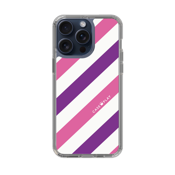 スリムプロテクションケース［ Big Stripe - Purple × Pink ］