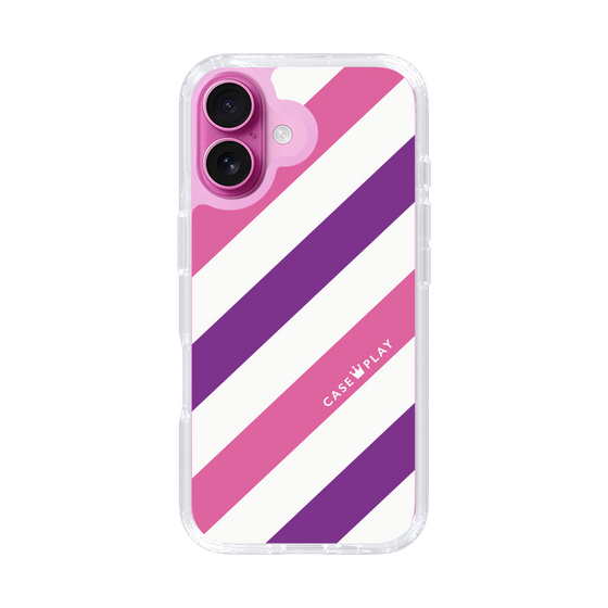 スリムプロテクションケース［ Big Stripe - Purple × Pink ］