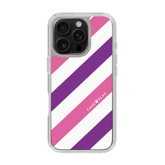 スリムプロテクションケース［ Big Stripe - Purple × Pink ］