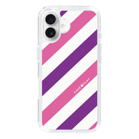 スリムプロテクションケース［ Big Stripe - Purple × Pink ］