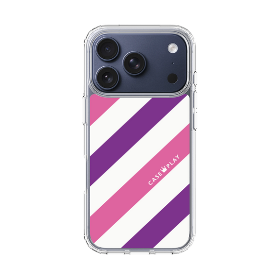 スリムプロテクションケース［ Big Stripe - Purple × Pink ］
