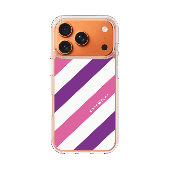 スリムプロテクションケース［ Big Stripe - Purple × Pink ］