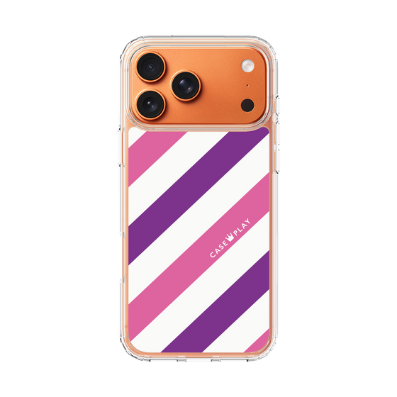 スリムプロテクションケース［ Big Stripe - Purple × Pink ］