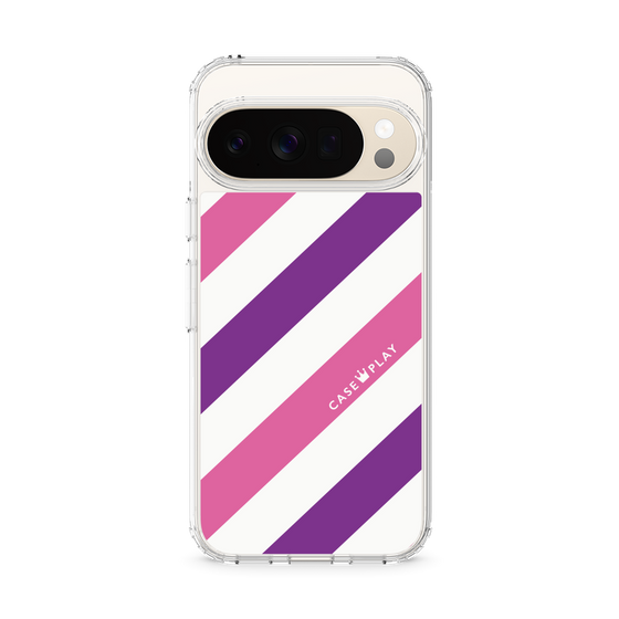 スリムプロテクションケース［ Big Stripe - Purple × Pink ］