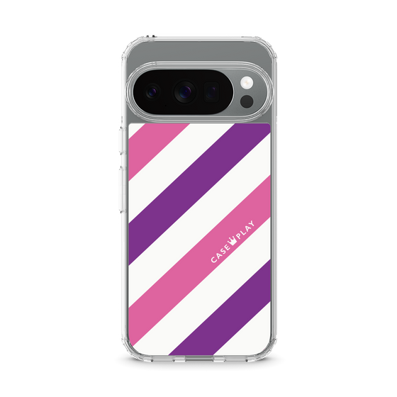 スリムプロテクションケース［ Big Stripe - Purple × Pink ］