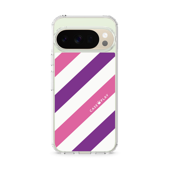 スリムプロテクションケース［ Big Stripe - Purple × Pink ］