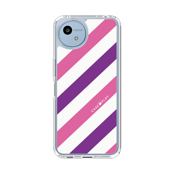 スリムプロテクションケース［ Big Stripe - Purple × Pink ］