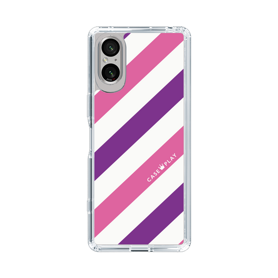 スリムプロテクションケース［ Big Stripe - Purple × Pink ］