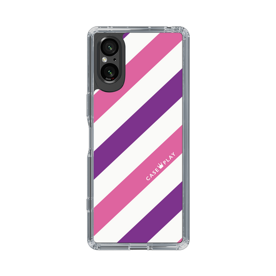 スリムプロテクションケース［ Big Stripe - Purple × Pink ］