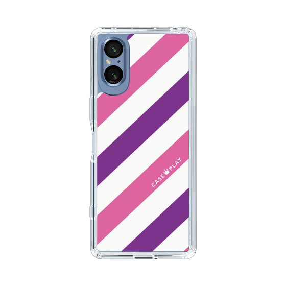 スリムプロテクションケース［ Big Stripe - Purple × Pink ］