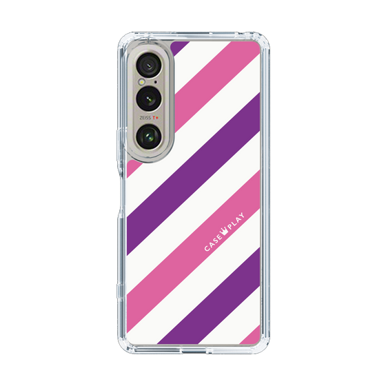 スリムプロテクションケース［ Big Stripe - Purple × Pink ］