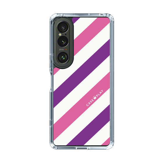 スリムプロテクションケース［ Big Stripe - Purple × Pink ］