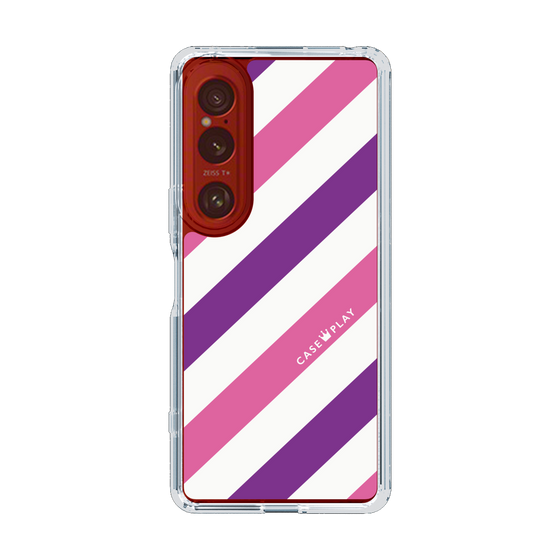 スリムプロテクションケース［ Big Stripe - Purple × Pink ］