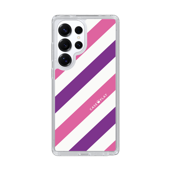 スリムプロテクションケース［ Big Stripe - Purple × Pink ］