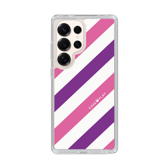 スリムプロテクションケース［ Big Stripe - Purple × Pink ］