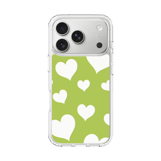 スリムプロテクションケース［ Dot Hearts - Green ］