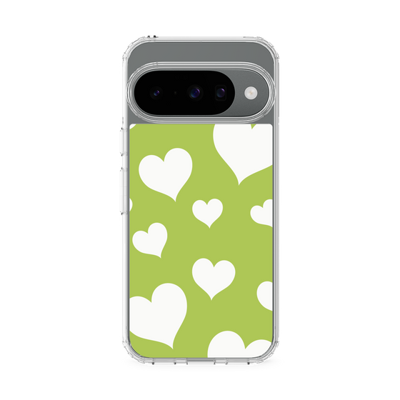 スリムプロテクションケース［ Dot Hearts - Green ］