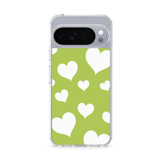 スリムプロテクションケース［ Dot Hearts - Green ］