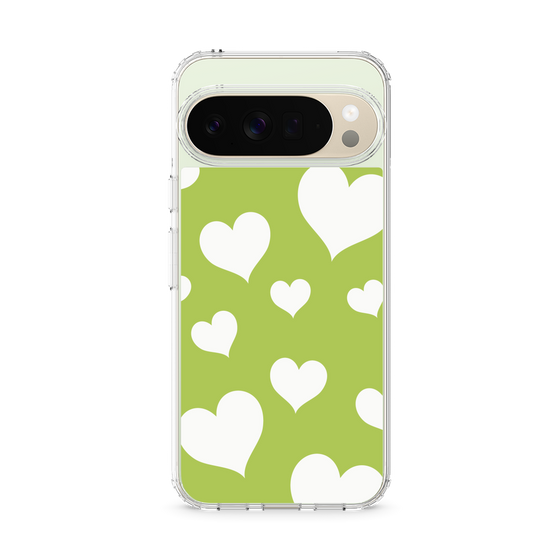 スリムプロテクションケース［ Dot Hearts - Green ］