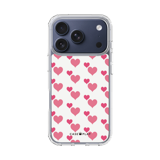 スリムプロテクションケース［ Stripe Hearts - Pink ］