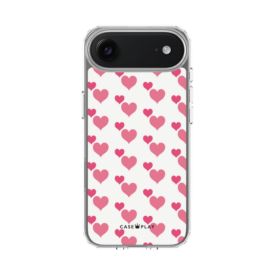 スリムプロテクションケース［ Stripe Hearts - Pink ］