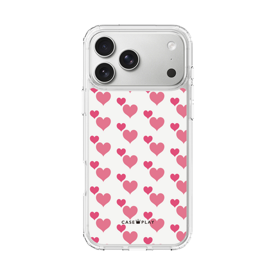 スリムプロテクションケース［ Stripe Hearts - Pink ］