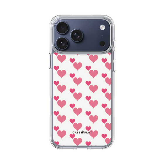スリムプロテクションケース［ Stripe Hearts - Pink ］
