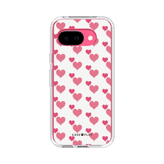 スリムプロテクションケース［ Stripe Hearts - Pink ］
