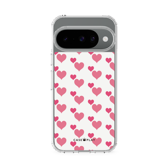 スリムプロテクションケース［ Stripe Hearts - Pink ］
