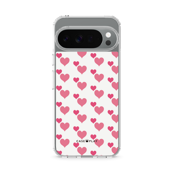 スリムプロテクションケース［ Stripe Hearts - Pink ］