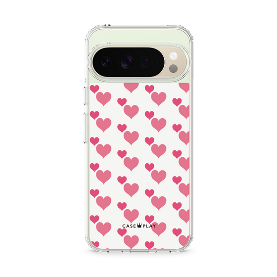 スリムプロテクションケース［ Stripe Hearts - Pink ］