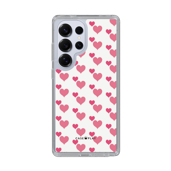 スリムプロテクションケース［ Stripe Hearts - Pink ］