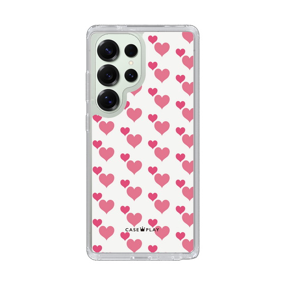 スリムプロテクションケース［ Stripe Hearts - Pink ］