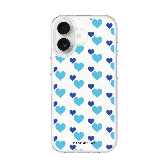 スリムプロテクションケース［ Stripe Hearts - Blue ］