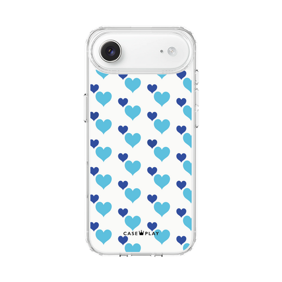 スリムプロテクションケース［ Stripe Hearts - Blue ］