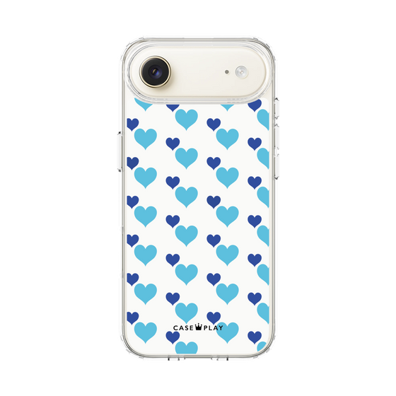 スリムプロテクションケース［ Stripe Hearts - Blue ］