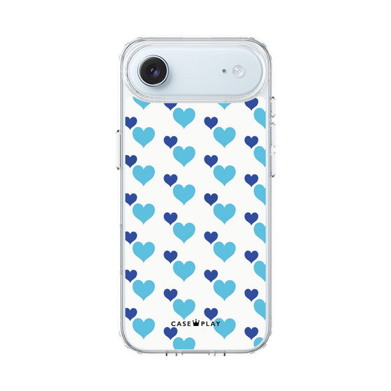 スリムプロテクションケース［ Stripe Hearts - Blue ］