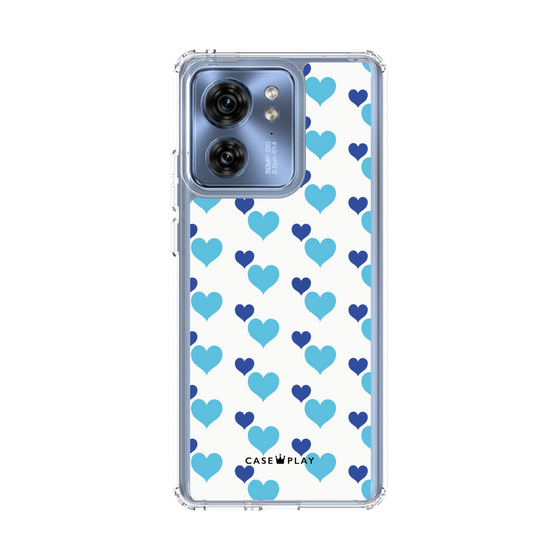 スリムプロテクションケース［ Stripe Hearts - Blue ］