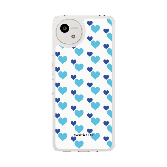 スリムプロテクションケース［ Stripe Hearts - Blue ］