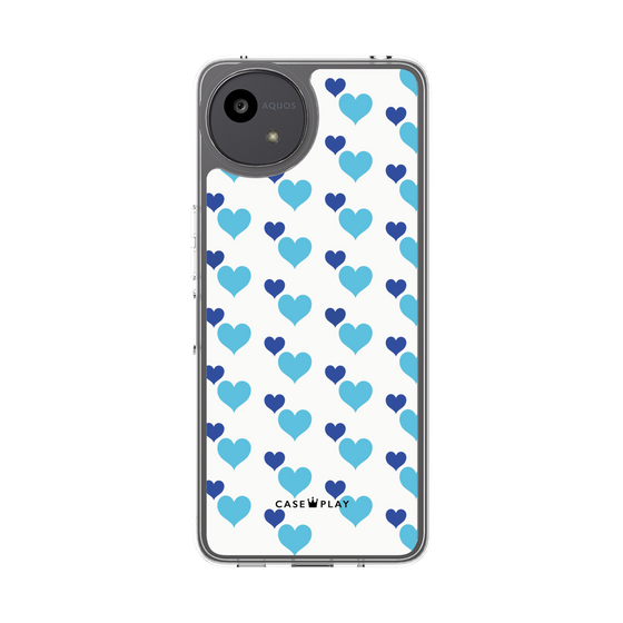 スリムプロテクションケース［ Stripe Hearts - Blue ］