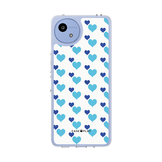 スリムプロテクションケース［ Stripe Hearts - Blue ］