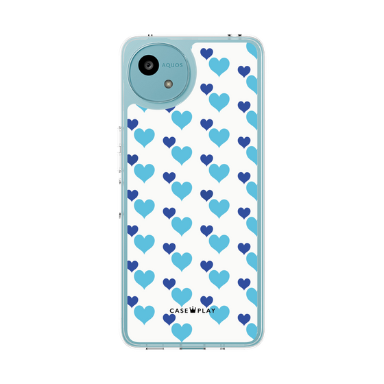 スリムプロテクションケース［ Stripe Hearts - Blue ］