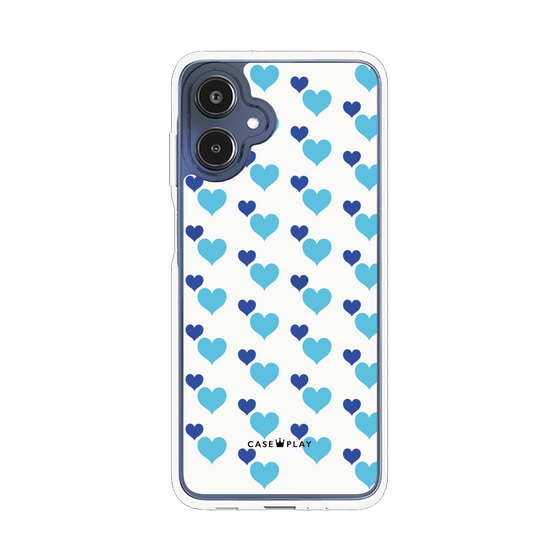 スリムプロテクションケース［ Stripe Hearts - Blue ］