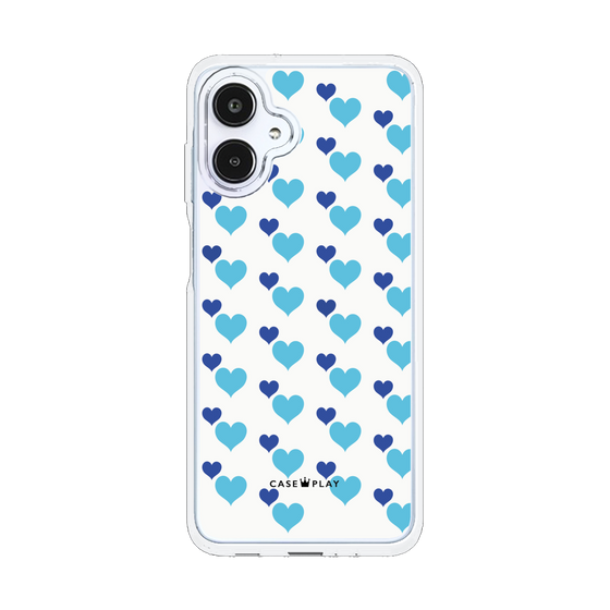 スリムプロテクションケース［ Stripe Hearts - Blue ］