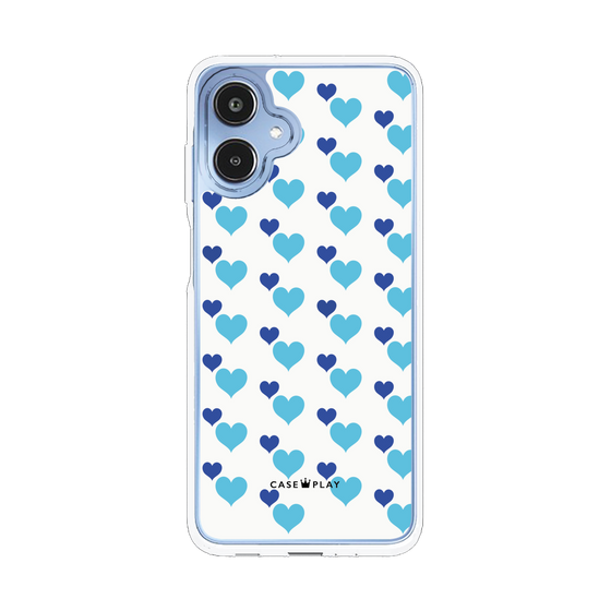 スリムプロテクションケース［ Stripe Hearts - Blue ］
