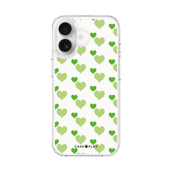 スリムプロテクションケース［ Stripe Hearts - Green ］