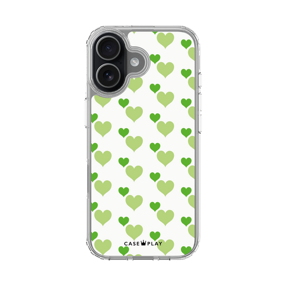 スリムプロテクションケース［ Stripe Hearts - Green ］